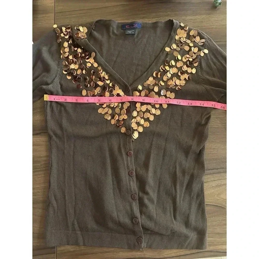 Kenzo Jeans Brown Cardigan- Fits Like A Small 100% Cotton - Picture 6 of 8